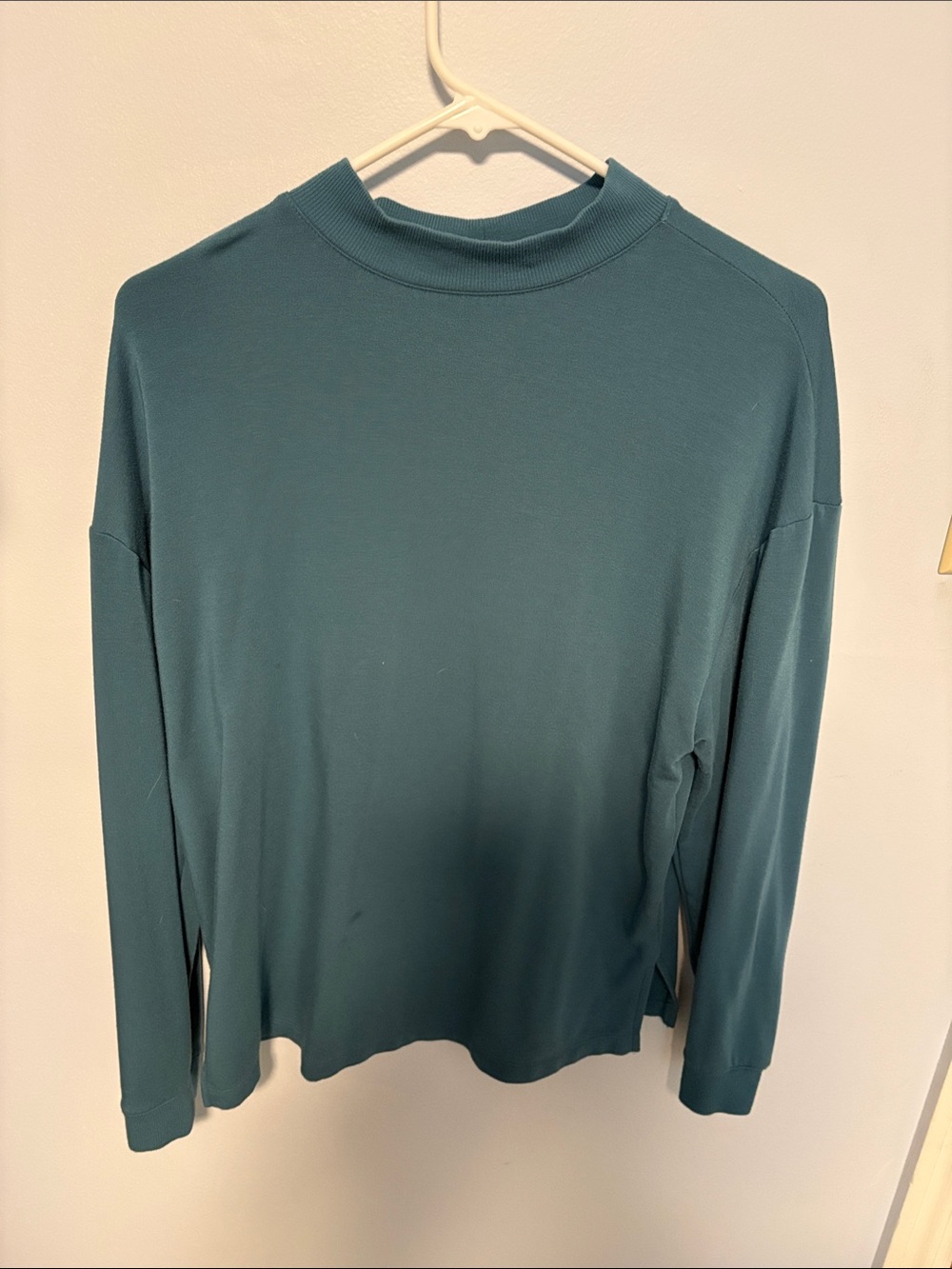 LOFT Teal Mock Neck Long Sleeve Top